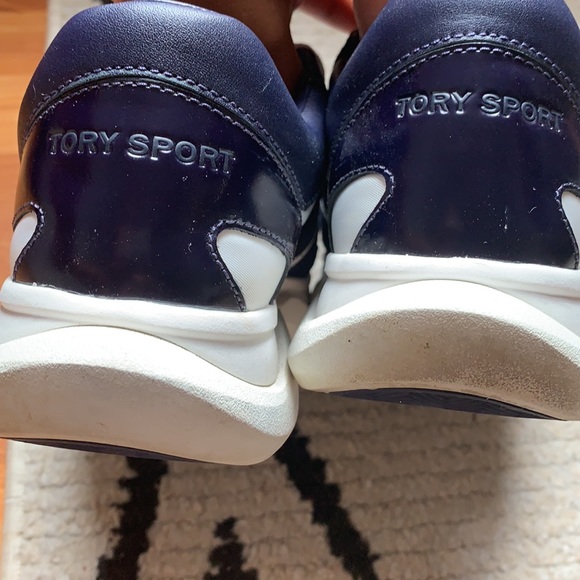 Tory Burch Sport Tennis Sneakers Blue White Shoes - Picture 6 of 10